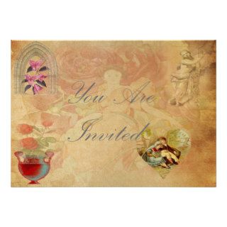 Classical Victorian Wedding Collage Personalized Invitations
