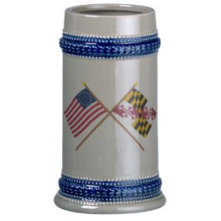 Crossed US 13 star and Maryland State Flags Mugs