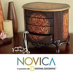 Handcrafted Cedar Wood 'Damsel' Jewelry Box (Peru) Novica Jewelry Boxes