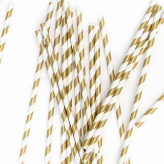 gold striped paper straws by peach blossom