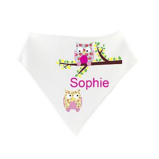 personalised owl dribble bib by little baby boutique