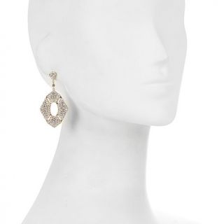 AKKAD "La Cruzar de la Reina" Clear Crystal Pavé Goldtone Drop Earrings