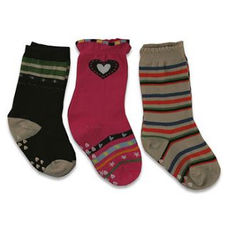 hearts set of three baby and toddler socks by snuggle feet