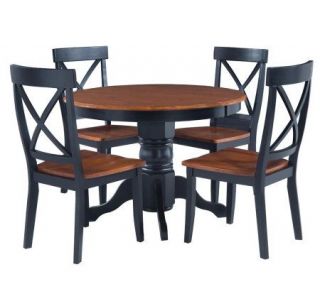 Home Styles 5 Piece Pedestal Black Dining Set —