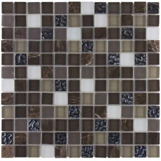 Surfaces Elida Glass 12 x 12 Mosaic in Coral Dark Glass