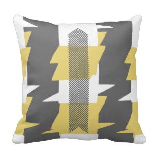 Yellow and Gray Abstract Pattern Design Pillow