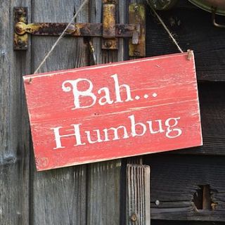 'bah humbug' christmas sign by rose cottage