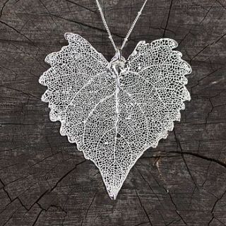 silver dipped large cotton wood leaf necklace by nest