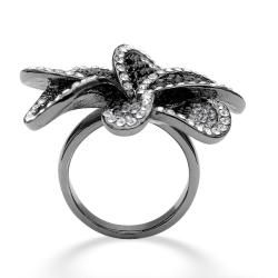 Lillith Star Black Ruthenium Crystal Flower Ring Palm Beach Jewelry Crystal, Glass & Bead Rings