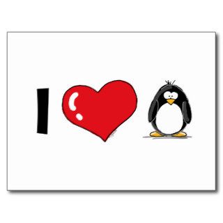 I Love Penguins Postcard