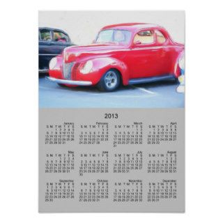 Classic Red Car 2013 calendar poster