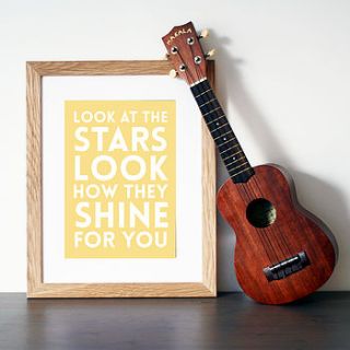 coldplay 'yellow' song lyric art print by hope and love