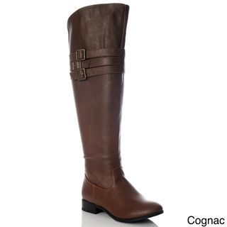 NY VIP Women's Triple Buckle Stacked Heel Over the Knee Boots Boots
