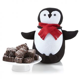 David's Cookies Holiday Plush Penguin with 1 lb. Chocolate Enrobed Brownies