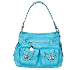 KathyVanZeeland Relaxed Nappa Top Zip Shoulder Bag with Pockets —