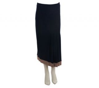 George Simonton Crystal Knit Pleated Skirt with Contrast Trim —