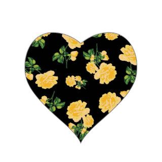 Yellow roses Floral pattern on black Stickers