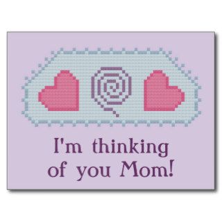 I'm thinking of you Mom Hearts Spiral Postcard