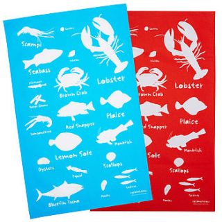 seafood kitchen tea towel by coconutgrass