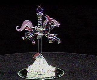 Glass Baron Pink Carousel Horse on Glass Base —