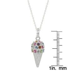 Sunstone Sterling Silver Crystal Ice Cream Cone Pendant Necklace Sunstone Crystal, Glass & Bead Necklaces