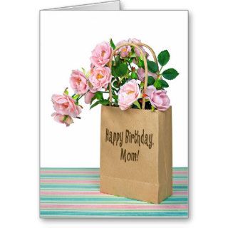 Pink Birthday Roses for Mom Greeting Card
