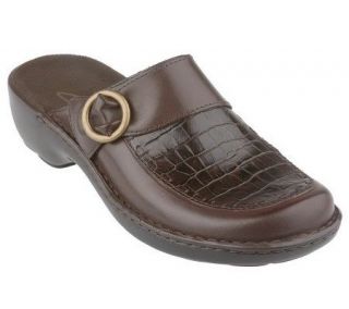 Clarks Cicely Leather Comfort Clogs with Strap Detail —