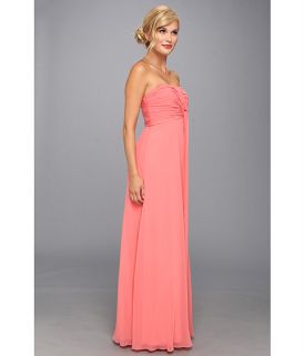 Donna Morgan Strapless Long Chiffon With Twist Dress Pink Coral