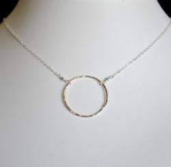 AEB Design Hammered Sterling Silver Medium Ring Pendant Necklace AEB Design Necklaces