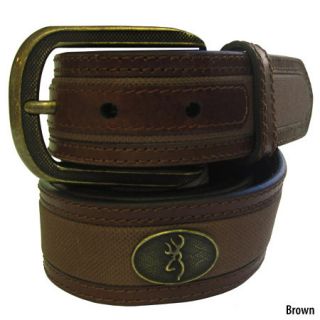 Browning Mens Nylon Inlay Leather Belt With Buckmark Ornament 753913