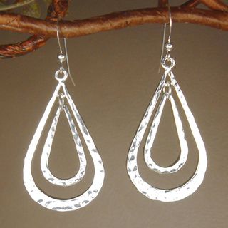 Jewelry by Dawn Double Teardrop Hammered Pewter Earrings Jewelry by Dawn Earrings