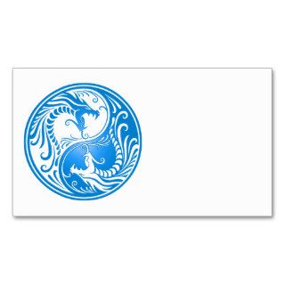 Blue Yin Yang Dragons Business Cards