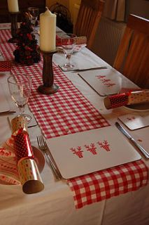 set of four gingham stag place mats by my blue dog