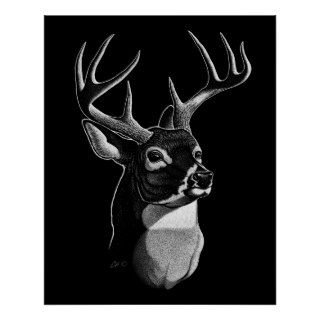 Deer Head Scratchboard style Print