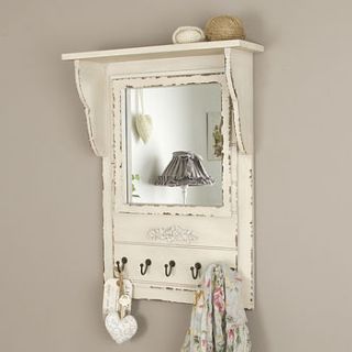 french distressed mirror with hooks by dibor