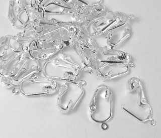 12 Pair Silver Plated Clip on Earring Findings Pierced Look with Easy Open Loop for Easy Converting From Standard Ear Wires