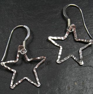 hammered silver star earrings by angie young designs