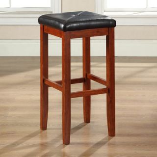 Crosley Upholstered Square Seat 29 Barstool in Classic Cherry