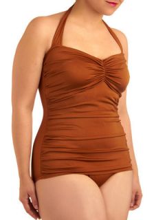 Esther Williams Bathing Beauty One Piece in Bronze   Plus Size  Mod Retro Vintage Bathing Suits
