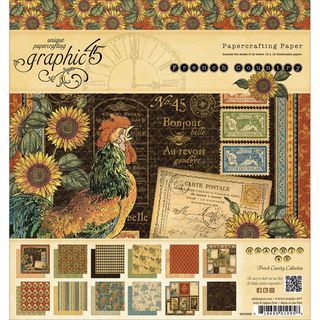 French Country Double Sided Paper Pad 8"X8" 26 Sheets   26 Designs/1 Each Graphic 45 Paper Packs