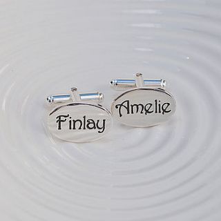 personalised silver name cufflinks by indivijewels