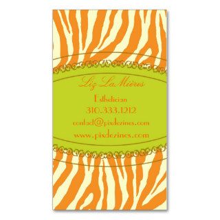 Trendy zebra print, orange business card templates