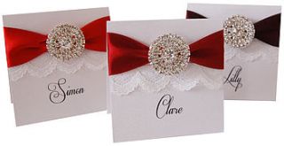 crystal & lace wedding place cards by made with love designs ltd