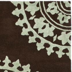 Handmade Soho Chrono Brown/ Teal N. Z. Wool Rug (3'6 x 5'6') Safavieh 3x5   4x6 Rugs
