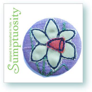 spring flower embroidered pin badge by sumptuosity