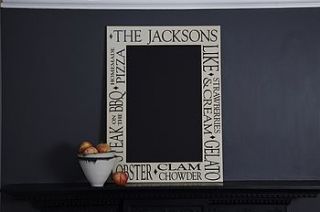 personalised kitchen chalkboard by yours by design