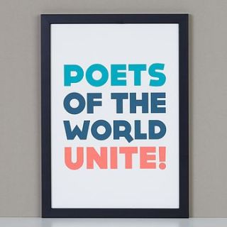 poets of the world unite print by bespoke verse