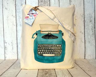 typewriter cotton tote bag by ceridwen hazelchild design