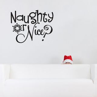 christmas 'naughty or nice' wall sticker by snuggledust studios