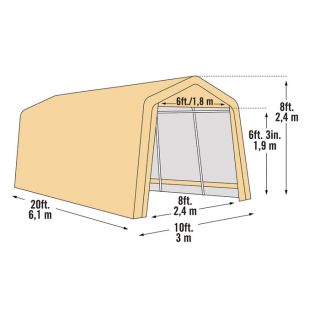 ShelterLogic Instant Garage™ Auto Shelter — 20ft.L x 10ft.W, Sandstone, Model# 62680  House Style Instant Garages
